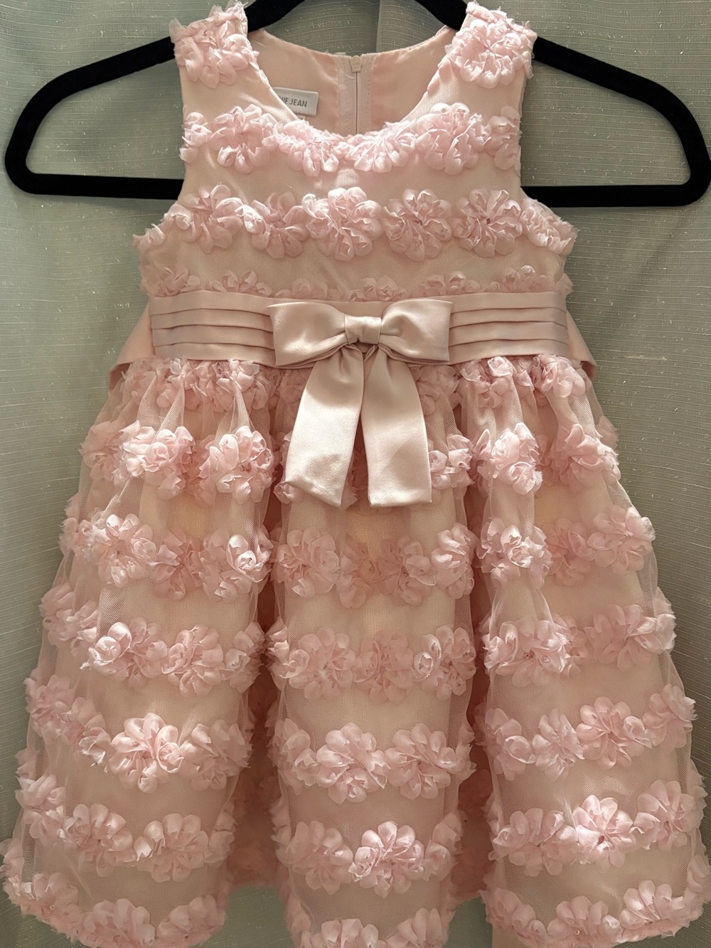 Bonnie Jean 3D Floral Pink Tulle Bow Sleeveless Special Occasion Party Dress 3T